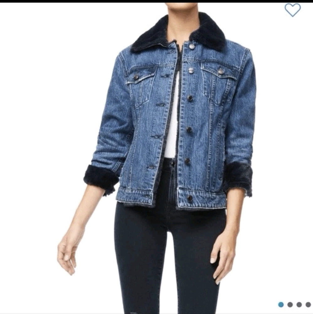 Good American Lux Faux Fur Lined Denim Jacket.
